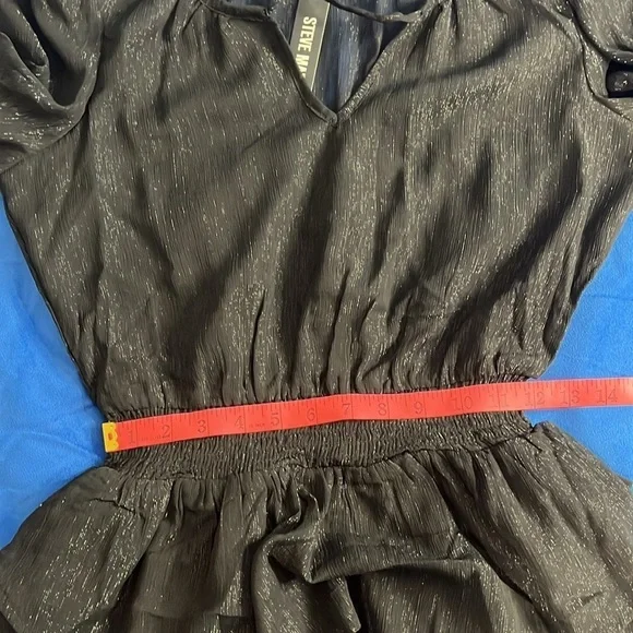 ⭐️ NWT- Steve Madden smocked waist black mini dress - size XS - Picture 6 of 10